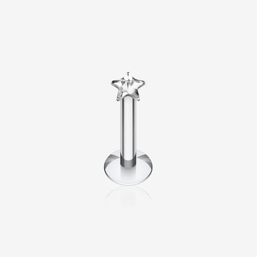 Star Gem Top Internally Threaded Labret-Clear Gem